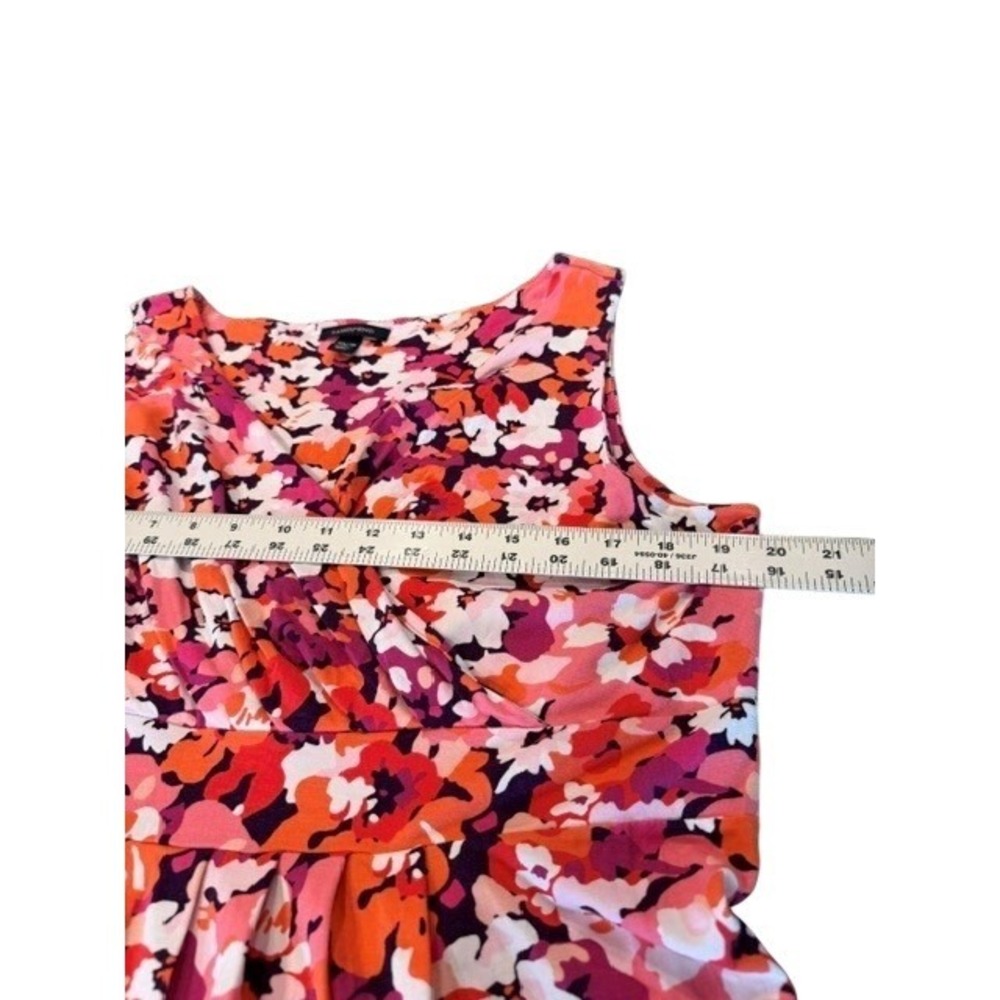 Lands End Womens Floral Faux Wrap Sleeveless Knit Dress Pink Orange XL 18 P EUC - Picture 5 of 6